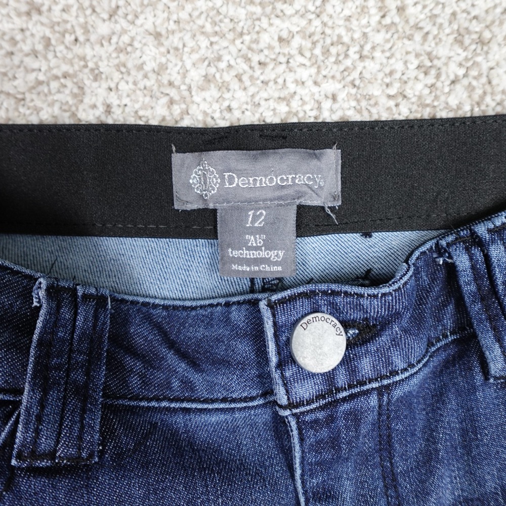 Democracy Ab Technology Mid-Rise Straight Frayed Hem Jeans Size 12 - Picture 3 of 9